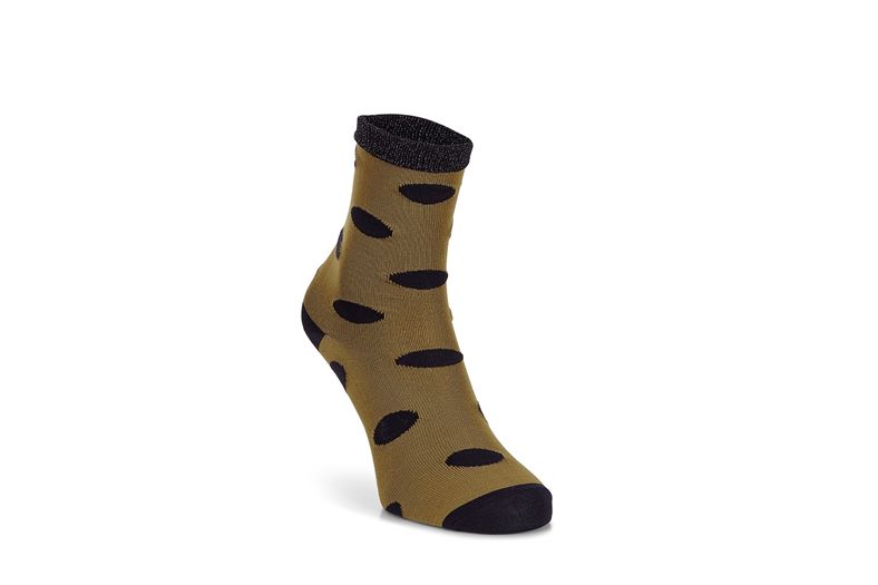 Contrast Dotted Socks Wom (Castanho)