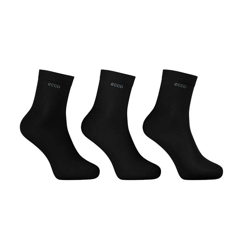 ECCO Classic Ankle Cut 3-Pack (Negro)