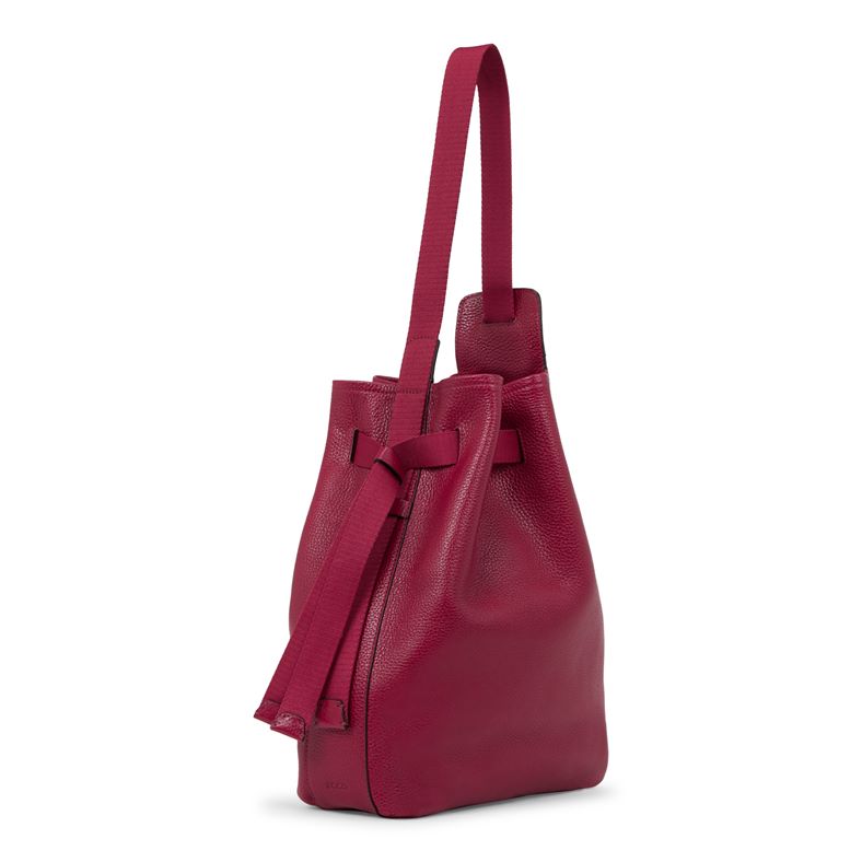 ECCO Sail Bag Compact Wet Leather Hobo (Rojo)