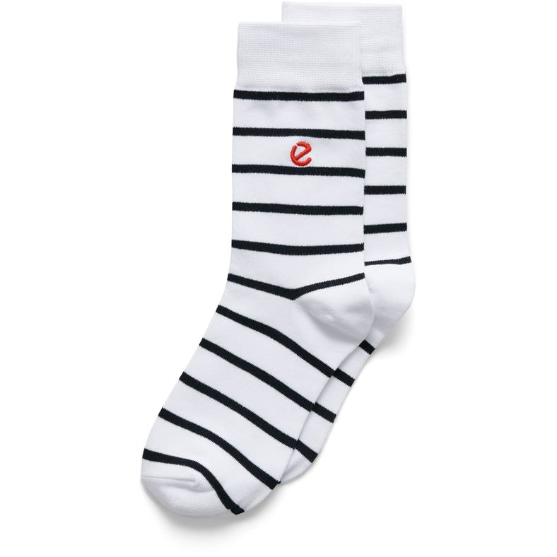 ECCO CLASSIC STRIPE MID-CUT SOCKS (Blanco)
