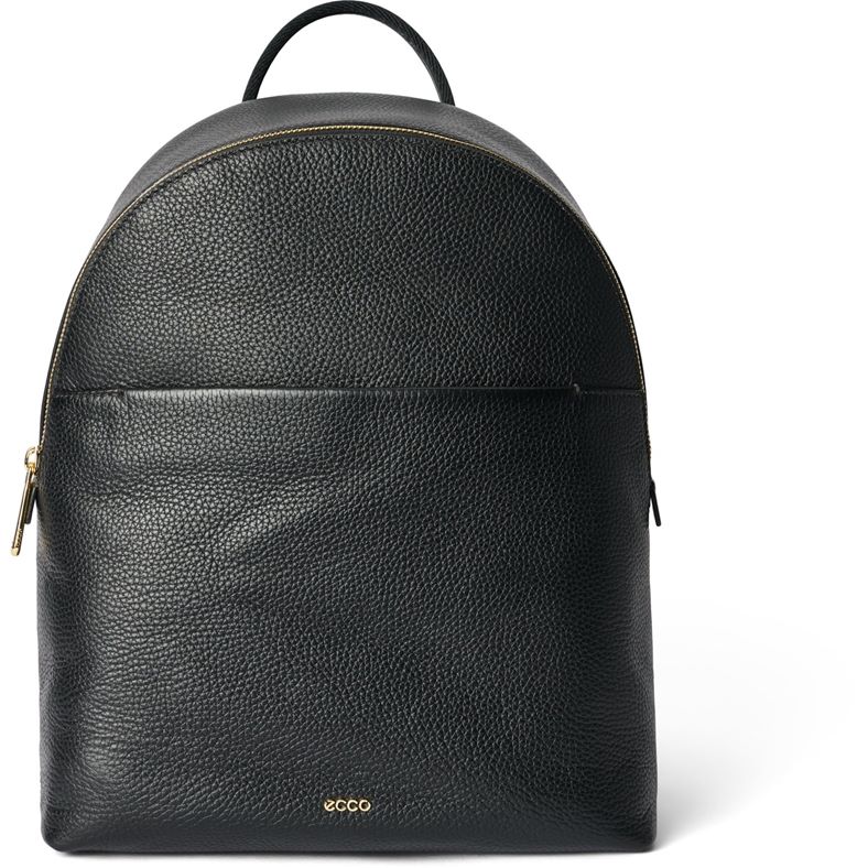 ECCO Round Pack M Pebbled Leather Bag (Nero)
