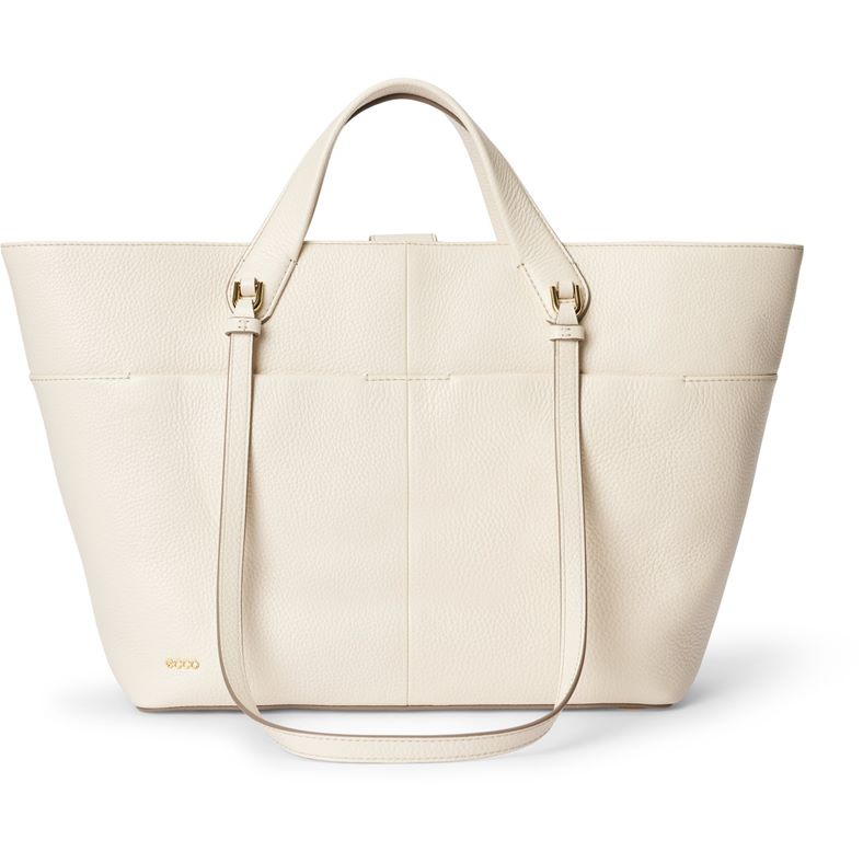ECCO Tote M Pebbled Leather Bag (Beige)
