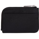 ECCO Card Case Zipped Pebbled Leather (Black)