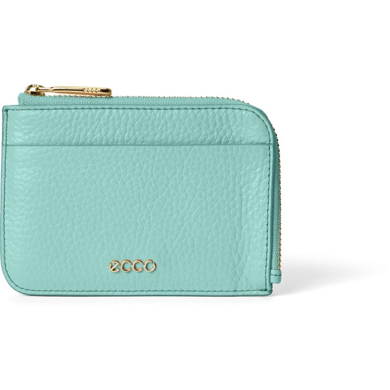 ECCO Card Case Zipped Pebbled Leather (Blue)